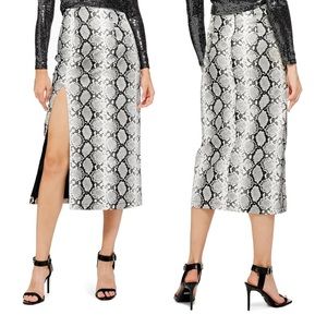 Topshop Faux Leather Snake Print Midi Skirt